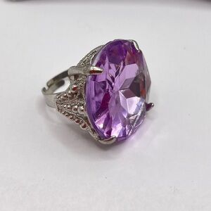 Vintage Huge Purple Faceted Statement Ring | Oversized Cocktail Ring | Size 6-7
